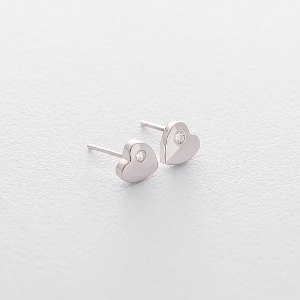 серебряные серьги с фианитом Mono