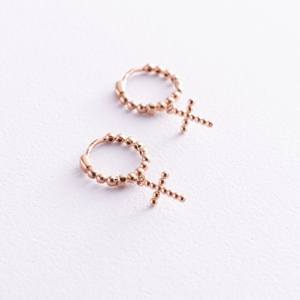 Золотые серьги - кольца "Крестики" - интернет-магазина Mono Jewelry