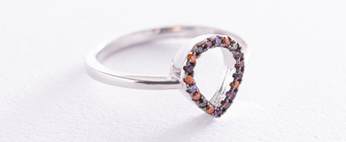 Серебряное кольцо "Капелька" с разноцветными фианитами - Интернет магазин Mono