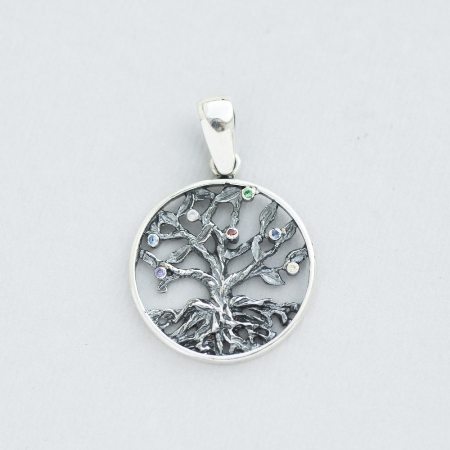 Серебряная подвеска "Древо жизни" с цветными фианитами - интернет-магазина Mono Jewelry