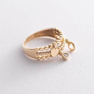 Кольцо "Сердечки" в желтом золоте (фианит) - Ювелирные изделия Mono