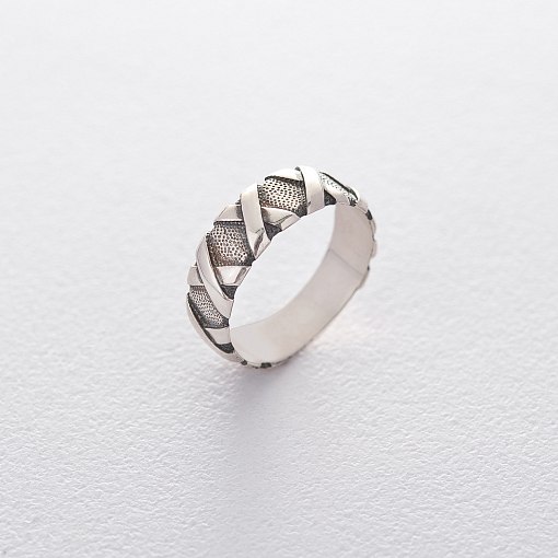 Кольцо Переплет в серебре (чернение) 112127