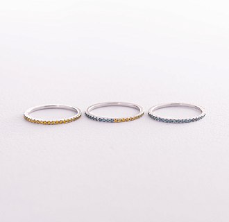 Золотое кольцо с голубыми и желтыми бриллиантами 226931121 №2