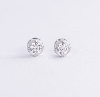 Сережки - пусети з діамантами (біле золото) 342141121 №2
