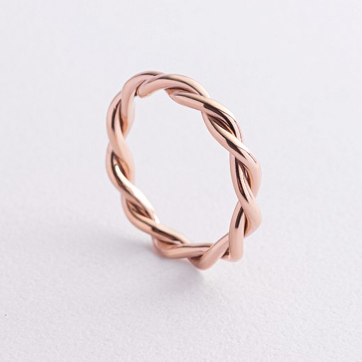 Каблучка «Переплетення» в червоному золоті к08356