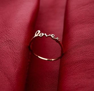 Кольцо "Love" в красном золоте с фианитом к06797 №6