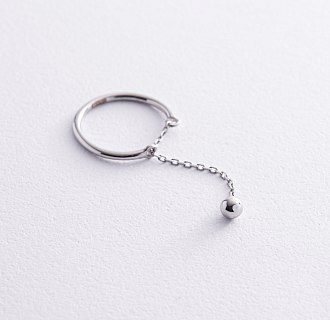 Серебряное кольцо "Шарик на цепочке" 1024 №3