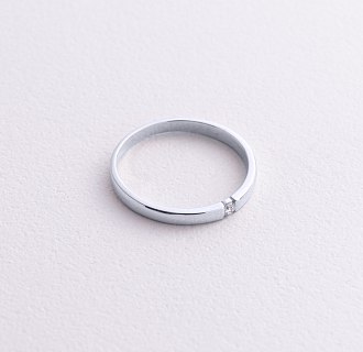 Кольцо с бриллиантом в белом золоте кб0553м №4