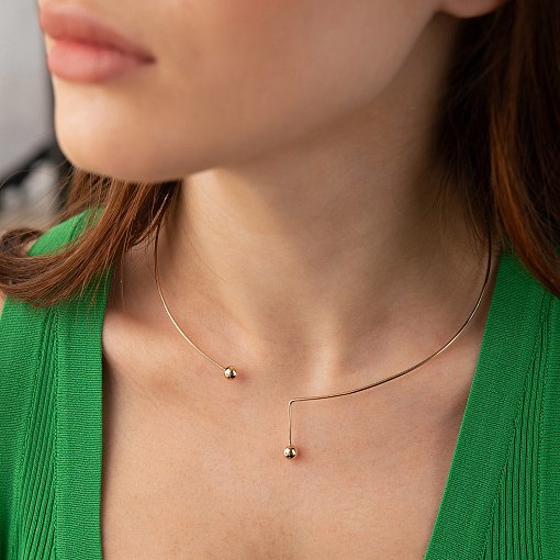 Колье - чокер "Ariana" (красное золото) с шариками кол02603 5