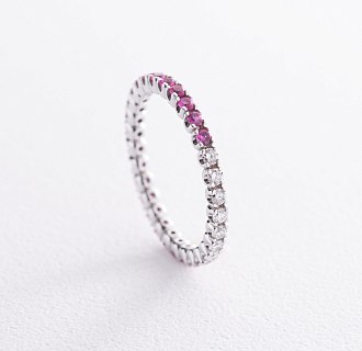 Золотое кольцо с бриллиантами и рубинами кб0469di