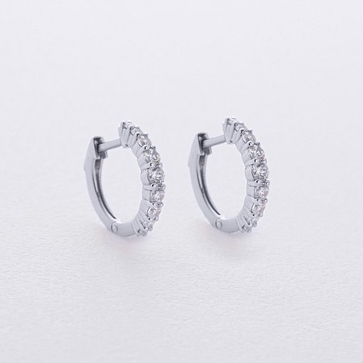 Сережки - кільця з фіанітами (біле золото) с09171