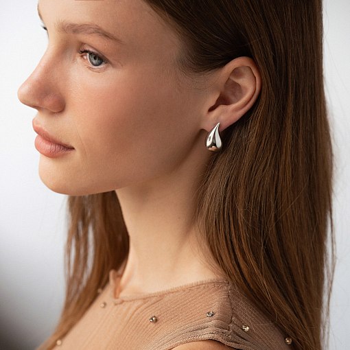 Серьги "Megan" в белом золоте (Small) с09119 4