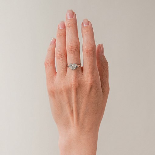 Золотое кольцо "Сердечко" с фианитами к08300 3