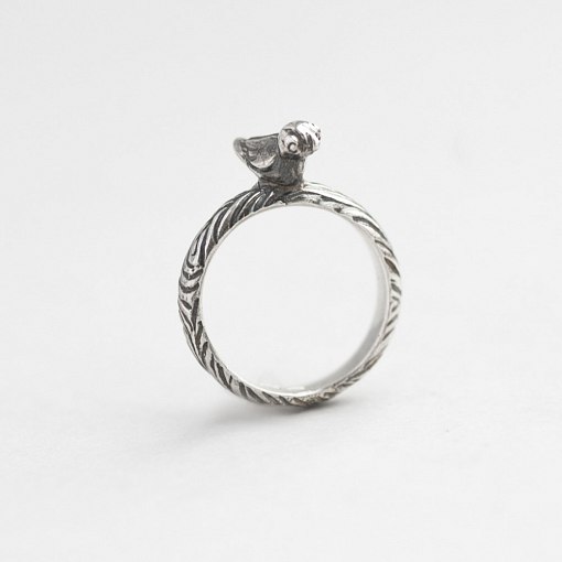 Кольцо Птичка в серебре (чернение) 112129 2