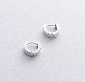 Сережки - кільця в білому золоті mini с08820 №5