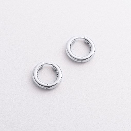 Серьги - кольца "Milley" в белом золоте с08881