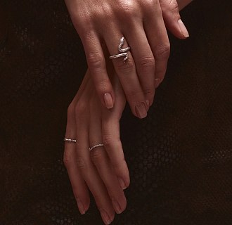 Шариковое кольцо "Одри" в белом золоте к07576 №7