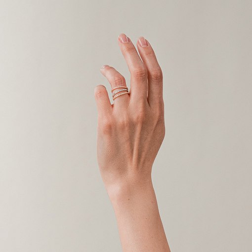 Каблучка з доріжкою каменів в червоному золоті к08277 6