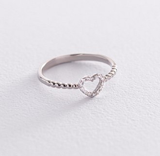 Золотое кольцо "Сердечко" с бриллиантами 101-10028b