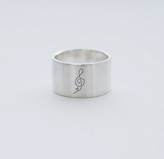 Серебряное кольцо с гравировкой "Скрипичный ключ" 112143с №5