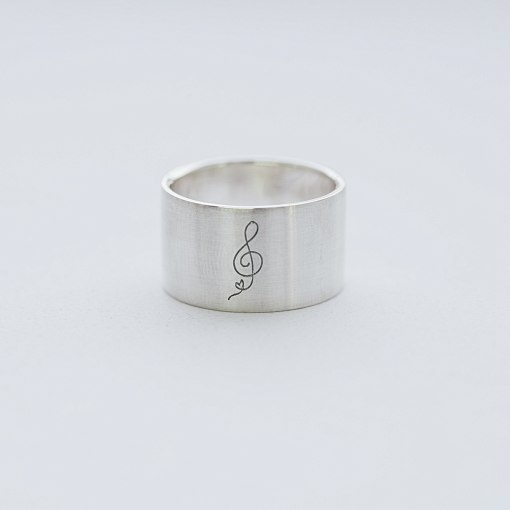 Серебряное кольцо с гравировкой "Скрипичный ключ" 112143с 5
