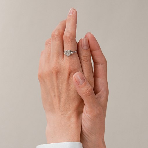 Золотое кольцо "Сердечко" с фианитами к08300 4