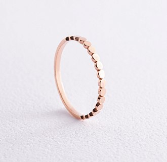 Минималистичное кольцо "Кружочки" в красном золоте к07088
