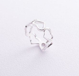 Серебряное кольцо "Сердечки" 112532 №3