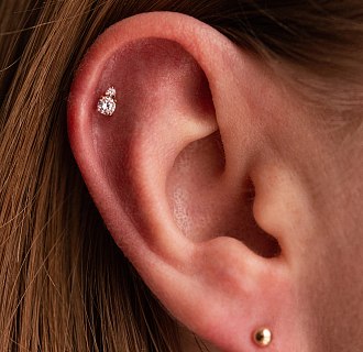 Одиночна золота сережка для хелікса (фіаніти) 1711ч №2