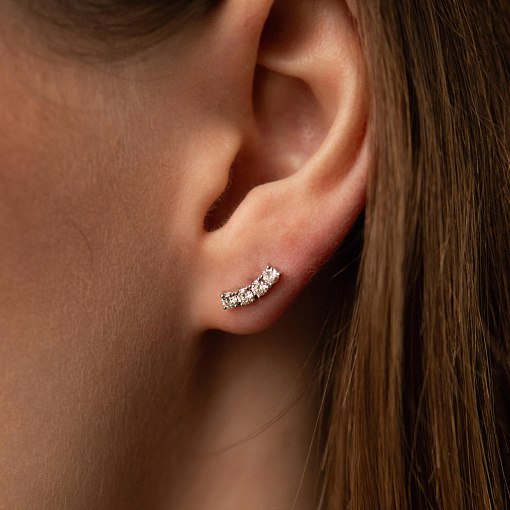 Золотые серьги - пусеты с бриллиантами сб0603м 2