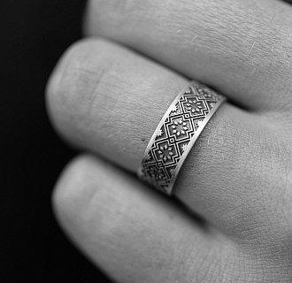Серебряное кольцо "Вышиванка" 1114 №7