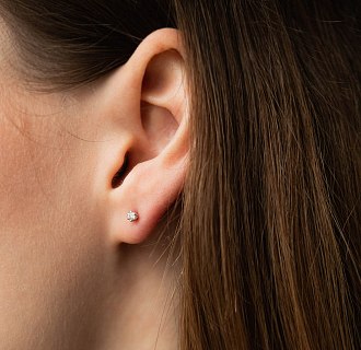 Золотые серьги - пусеты с бриллиантами сб0646di №2