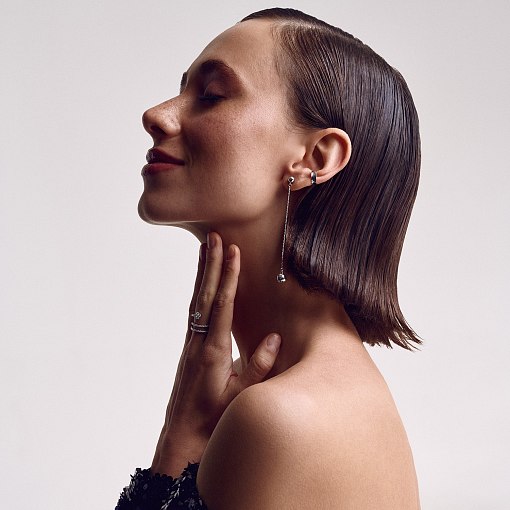 Серьга - каффа в белом золоте с06378 5