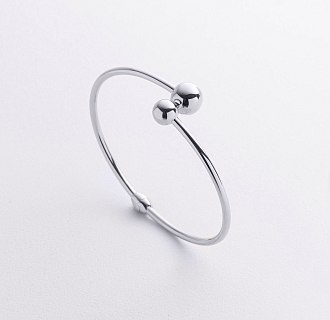 Жесткий браслет "Шарики" в белом золоте б05817