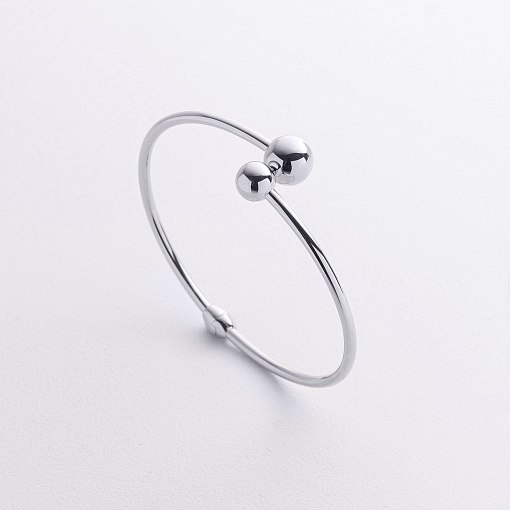 Жесткий браслет "Шарики" в белом золоте б05817