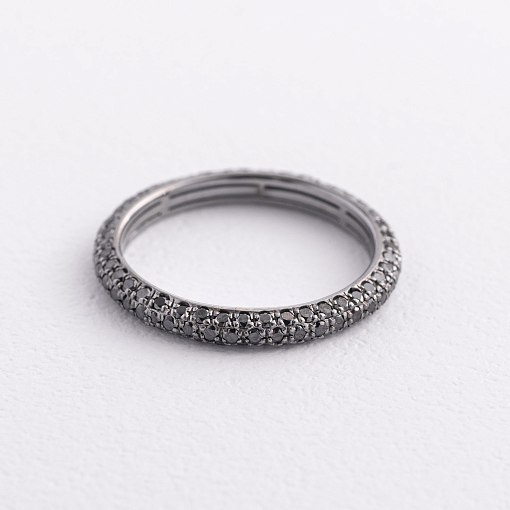 Золота каблучка з чорними діамантами кб0242sth 3