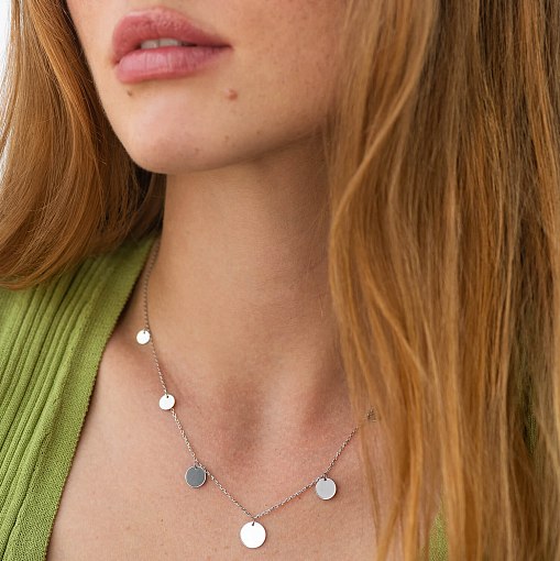 Колье "Монетки" в белом золоте (7 шт) кол02559 3