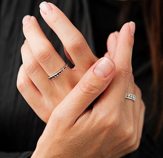 Золотое кольцо с черными бриллиантами кб0657ca №7