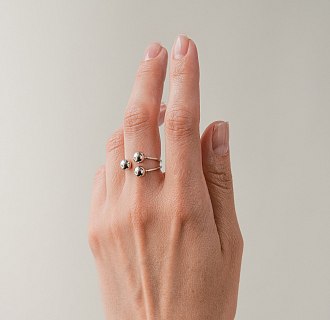 Кольцо "Шарики" в белом золоте к08283 №3