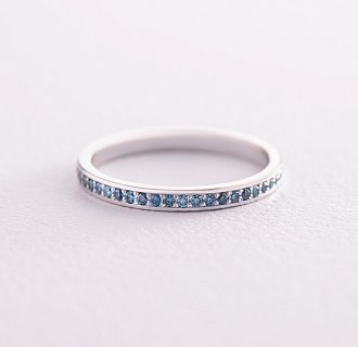 Золотое кольцо с голубыми бриллиантами 226991121 №7