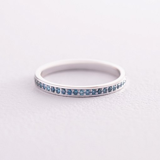 Золотое кольцо с голубыми бриллиантами 226991121 7
