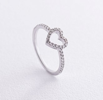 Золотое кольцо "Сердечко" с бриллиантами кб0496ch №3