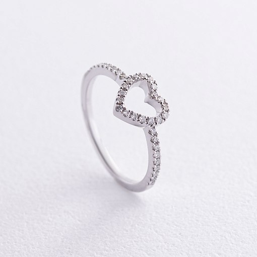 Золотое кольцо "Сердечко" с бриллиантами кб0496ch 3