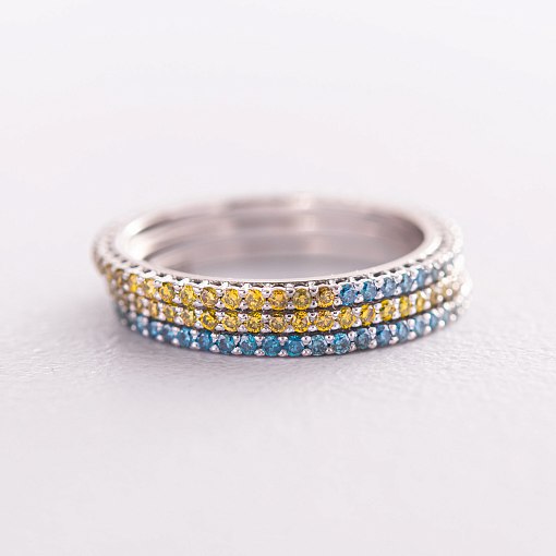 Золотое кольцо с голубыми бриллиантами 226811121 7