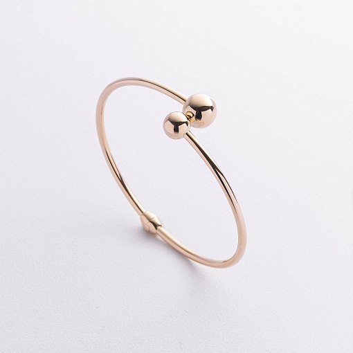 Жесткий браслет "Шарики" в желтом золоте б05816
