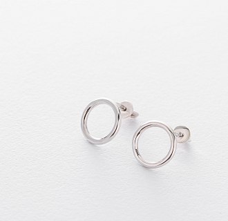 Сережки-пусети Маленький кругообіг в сріблі 1.1 см 122490 №4