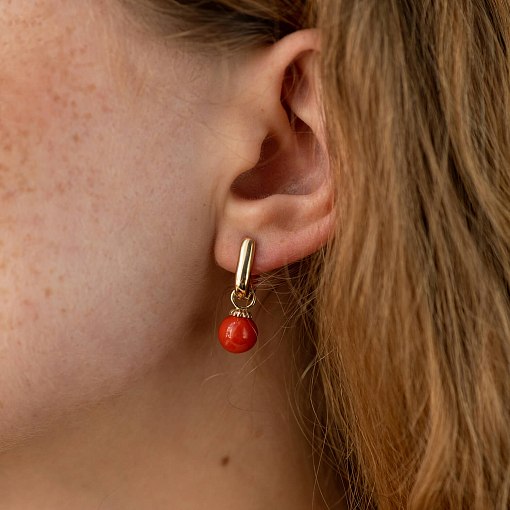 Сережки з коралом (жовте золото) с08548 2