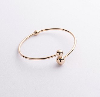 Жесткий браслет "Шарики" в желтом золоте б05816 №5