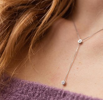 Серебряное колье - галстук с фианитами 908-01215 №3