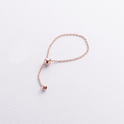 Кольцо "Шарик на цепочке" в красном золоте к08110 3